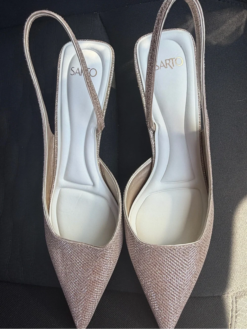 SARTO By Franco Sarto Metallic Gold Slingback Kitten Heel